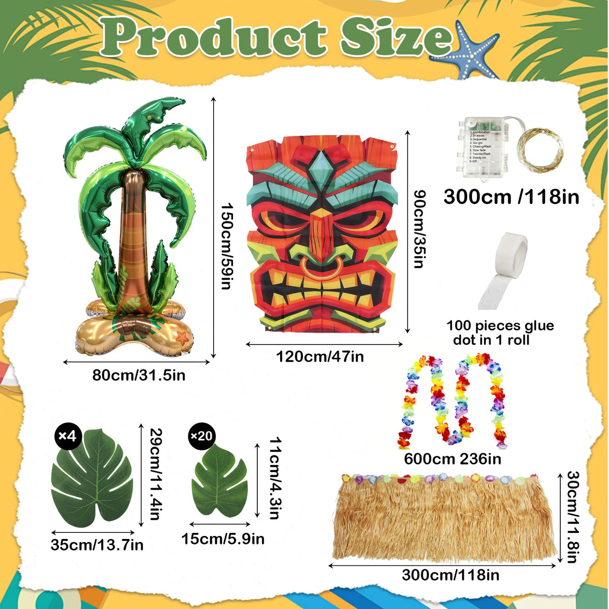 TUSAUW tropical leaves in two sizes create depth for lush decor.