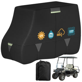 Tuszom 1200D solution-dyed golf cart cover side view protects from rain