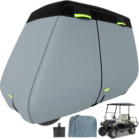 Tuszom golf cart cover front view shows universal fit and protection