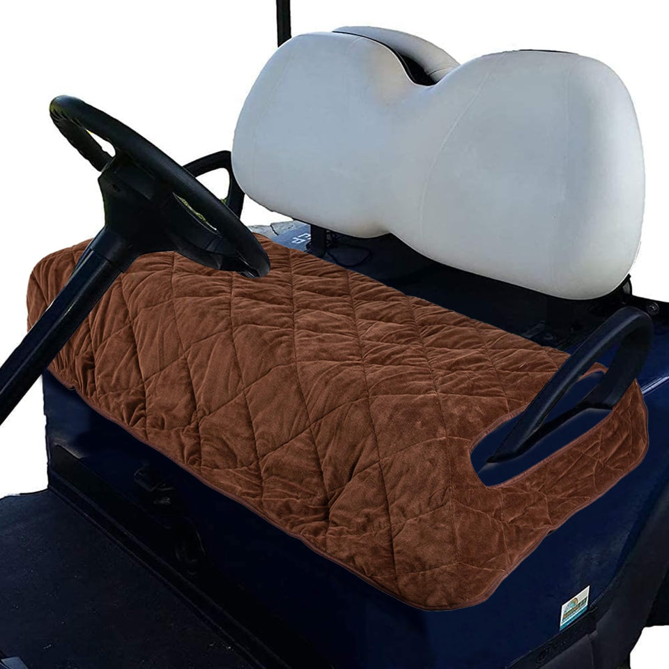 TUYU golf cart seat cover for 2-person seats with universal fit and armrest protection.