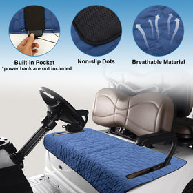 Back panel with rubber dots for a secure, non-slip fit on the seat cover.