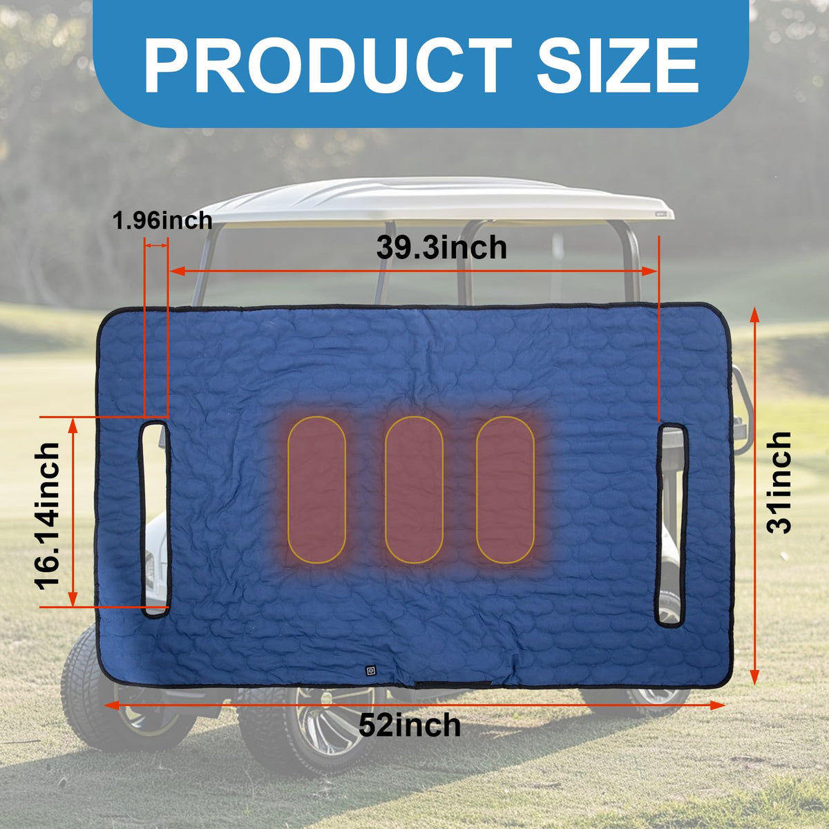 Three heat levels (red/blue/white) for customizable warmth on the course.