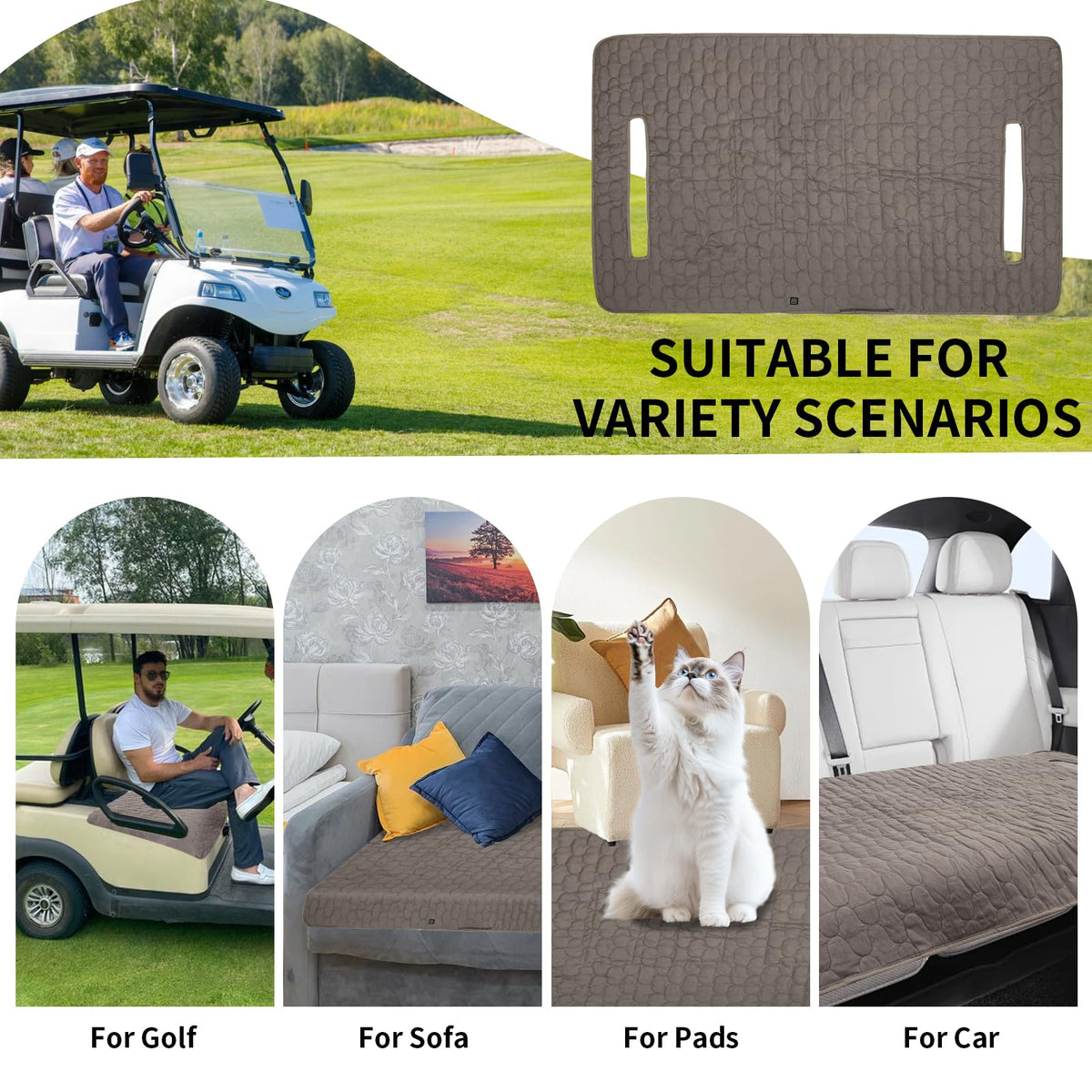 TUYU machine washable seat cover for easy cleanup after muddy rounds.