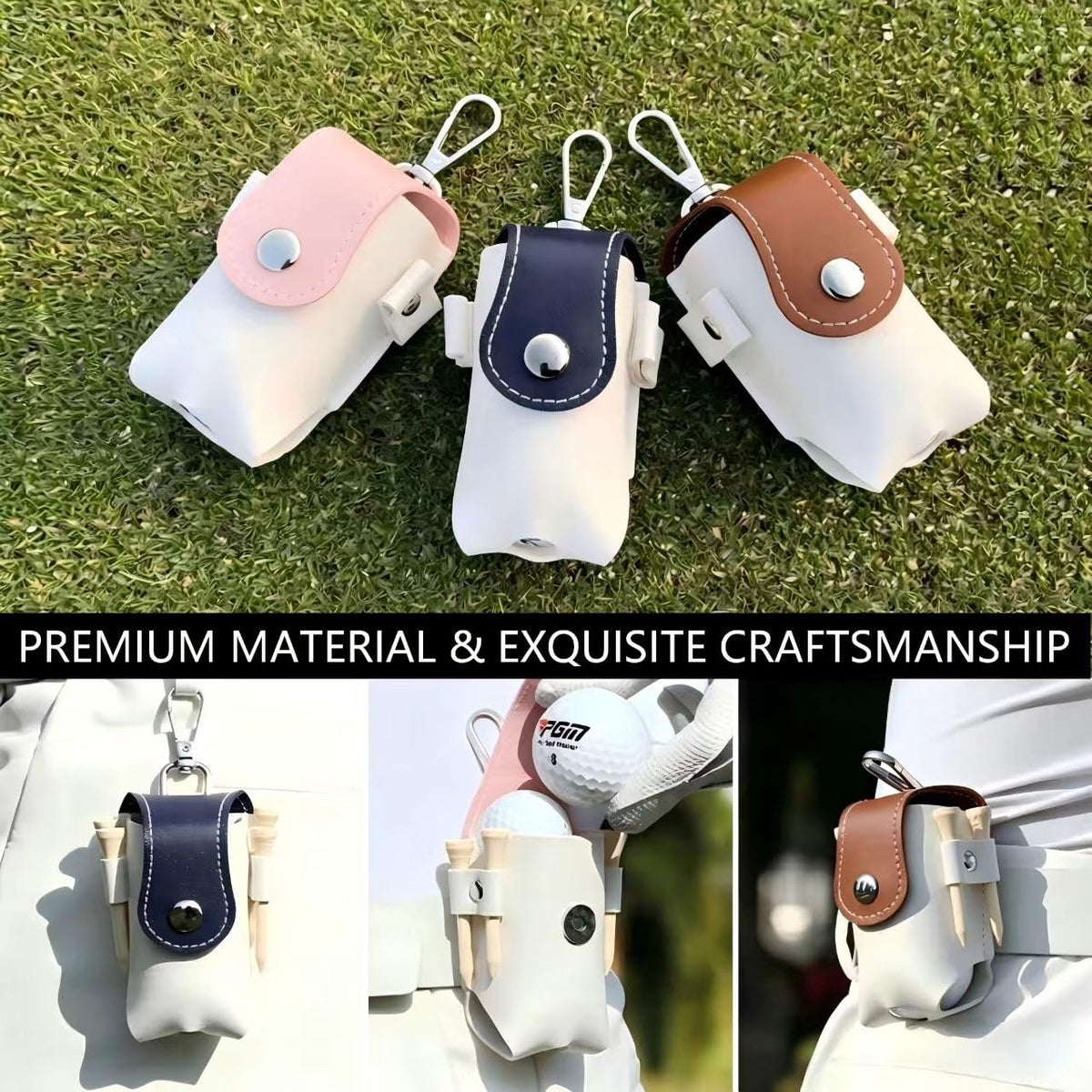 Tvlmyx golf ball holder with carabiner clamps securely to bag or belt.