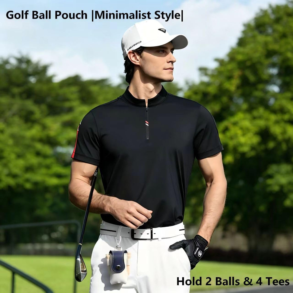Tvlmyx PU leather golf ball holder with carabiner highlights durable, weather-resistant construction.