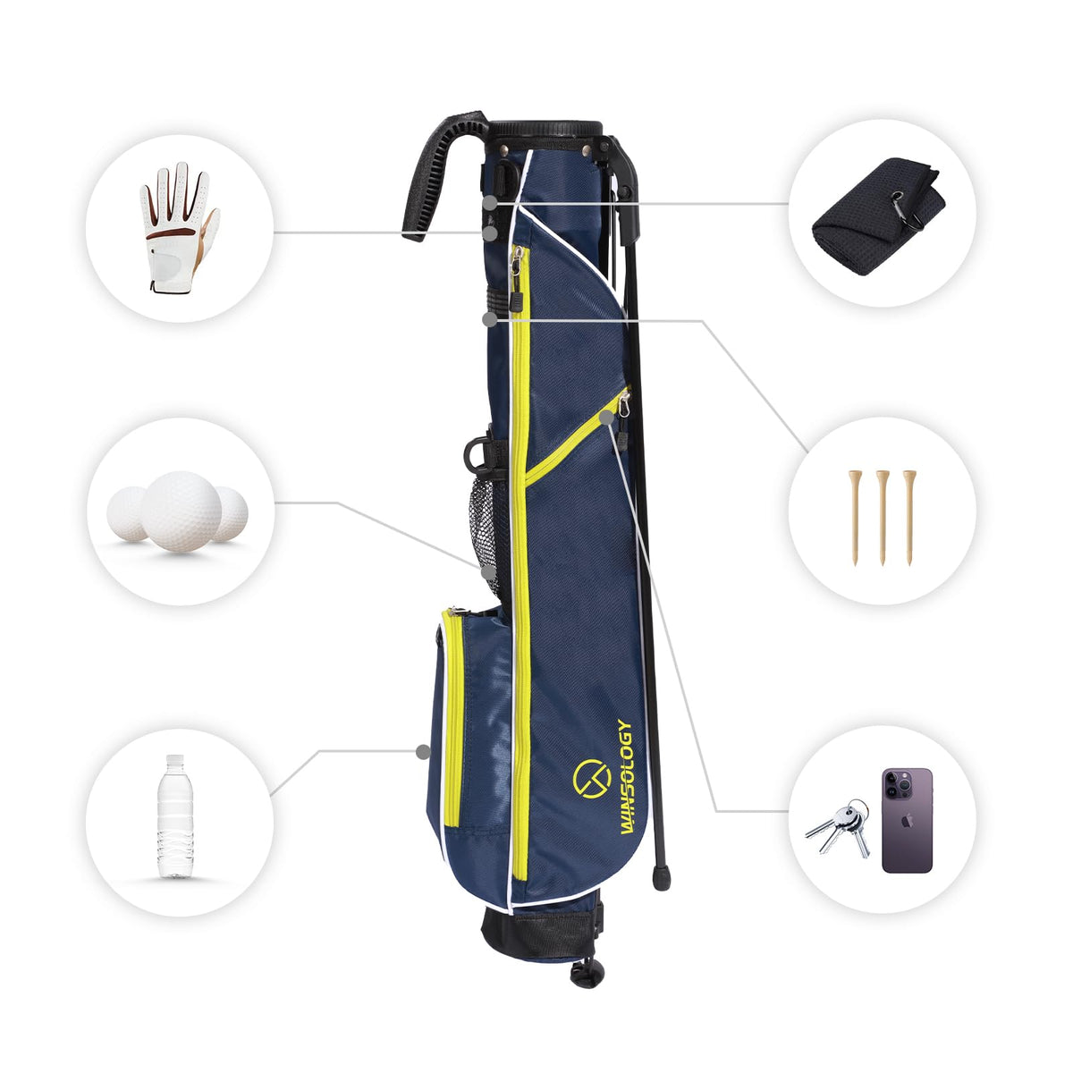 T WINSOLOGY golf bag beverage cooler pocket keeps drinks within reach.