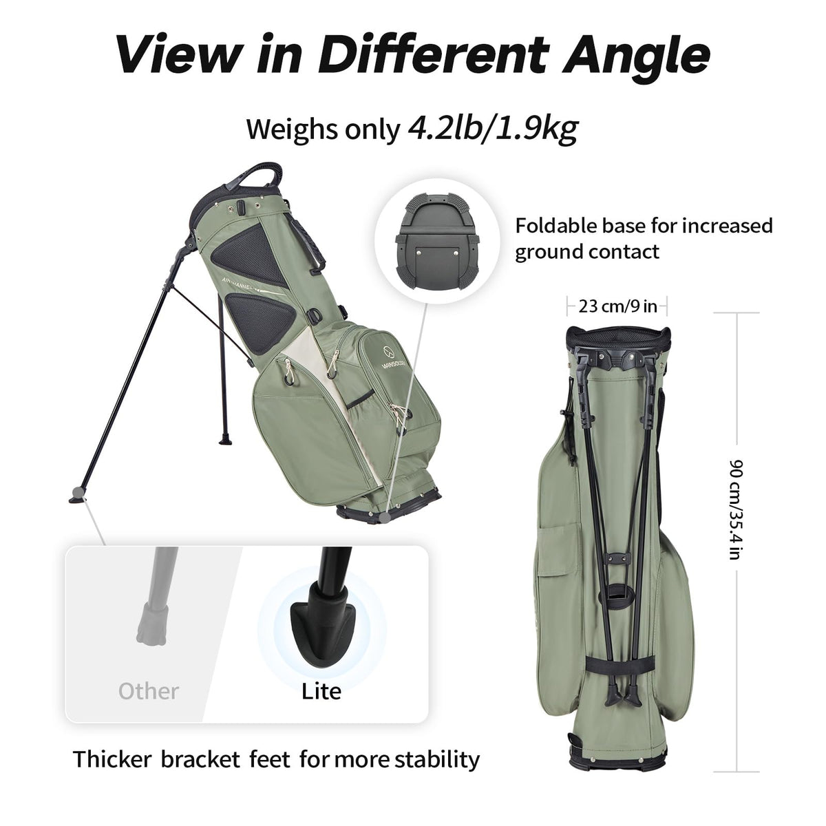 T WINSOLOGY detachable-base stand offers stable support on varied terrain