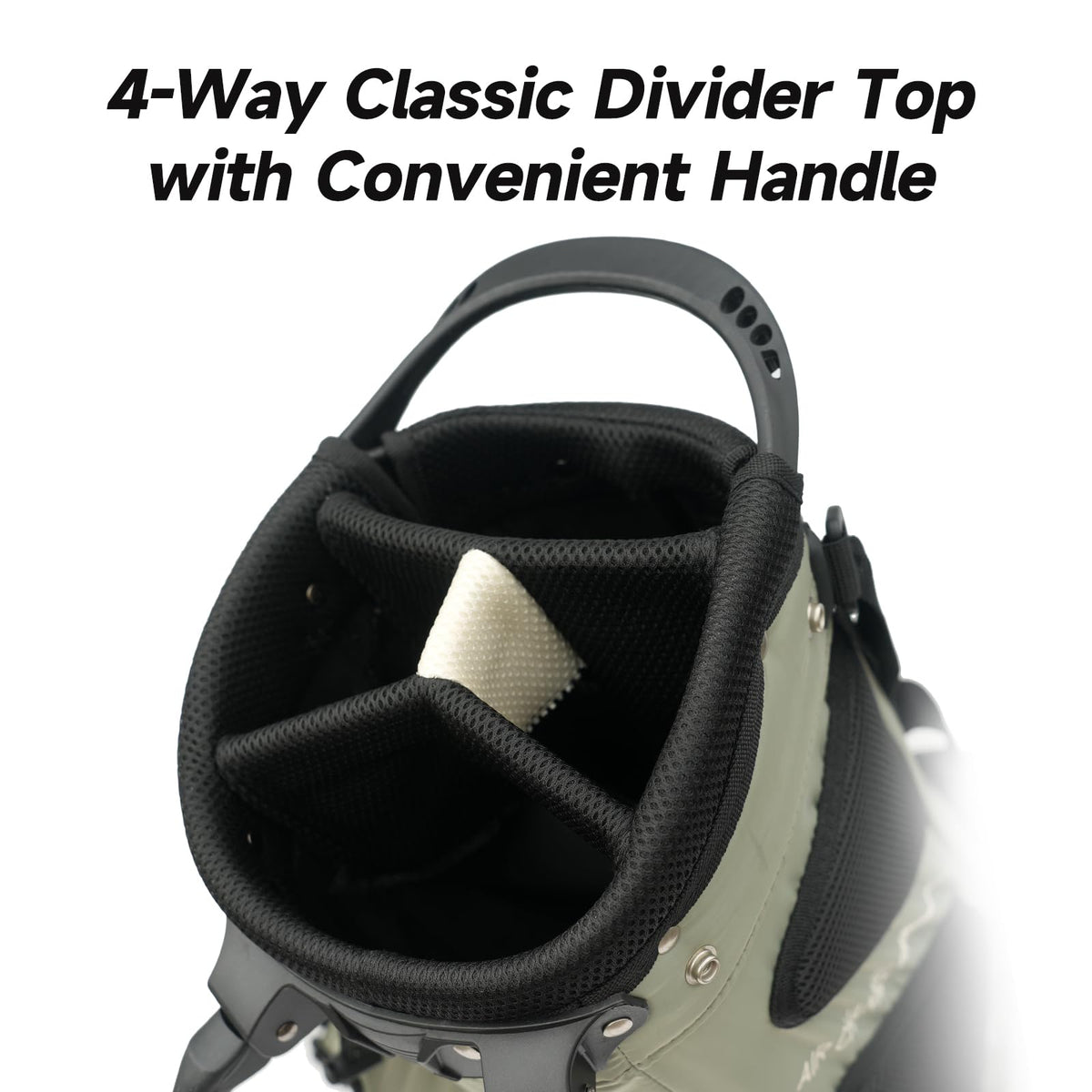 T WINSOLOGY bag with four-way top dividers keeps clubs organized