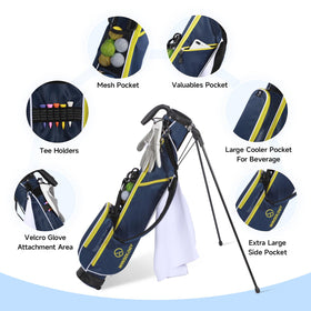 T WINSOLOGY bag with two-way divider protects clubs from scratches.