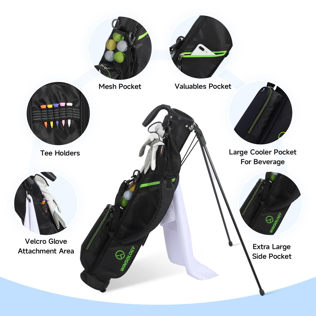 T WINSOLOGY bag features oversized side pocket for gear organization.