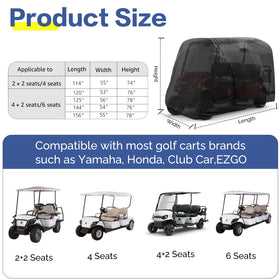 TwoPone golf cart cover curved zipper with Velcro for easy fit and access