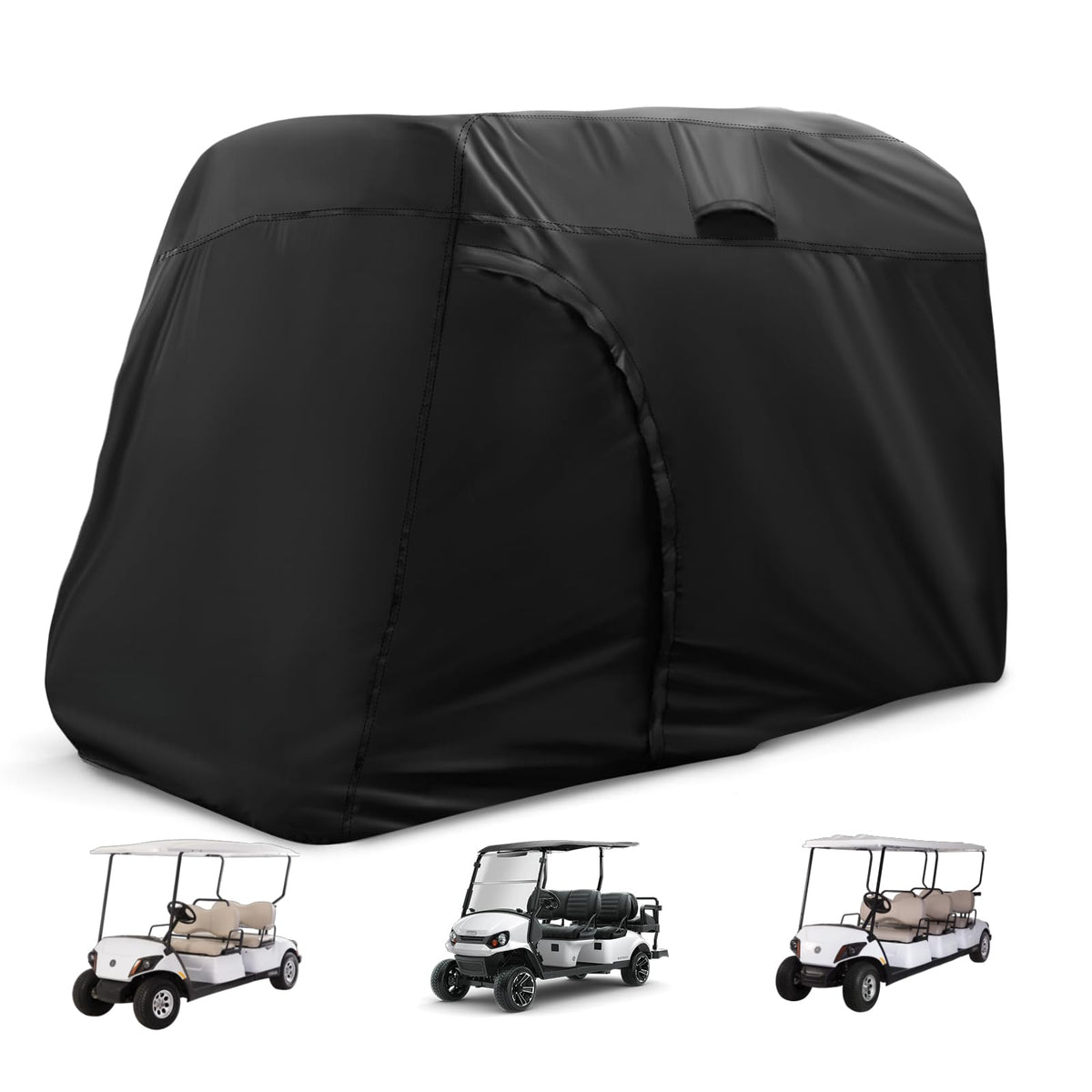 TwoPone golf cart cover in heavy-duty oxford cloth protects from rain.