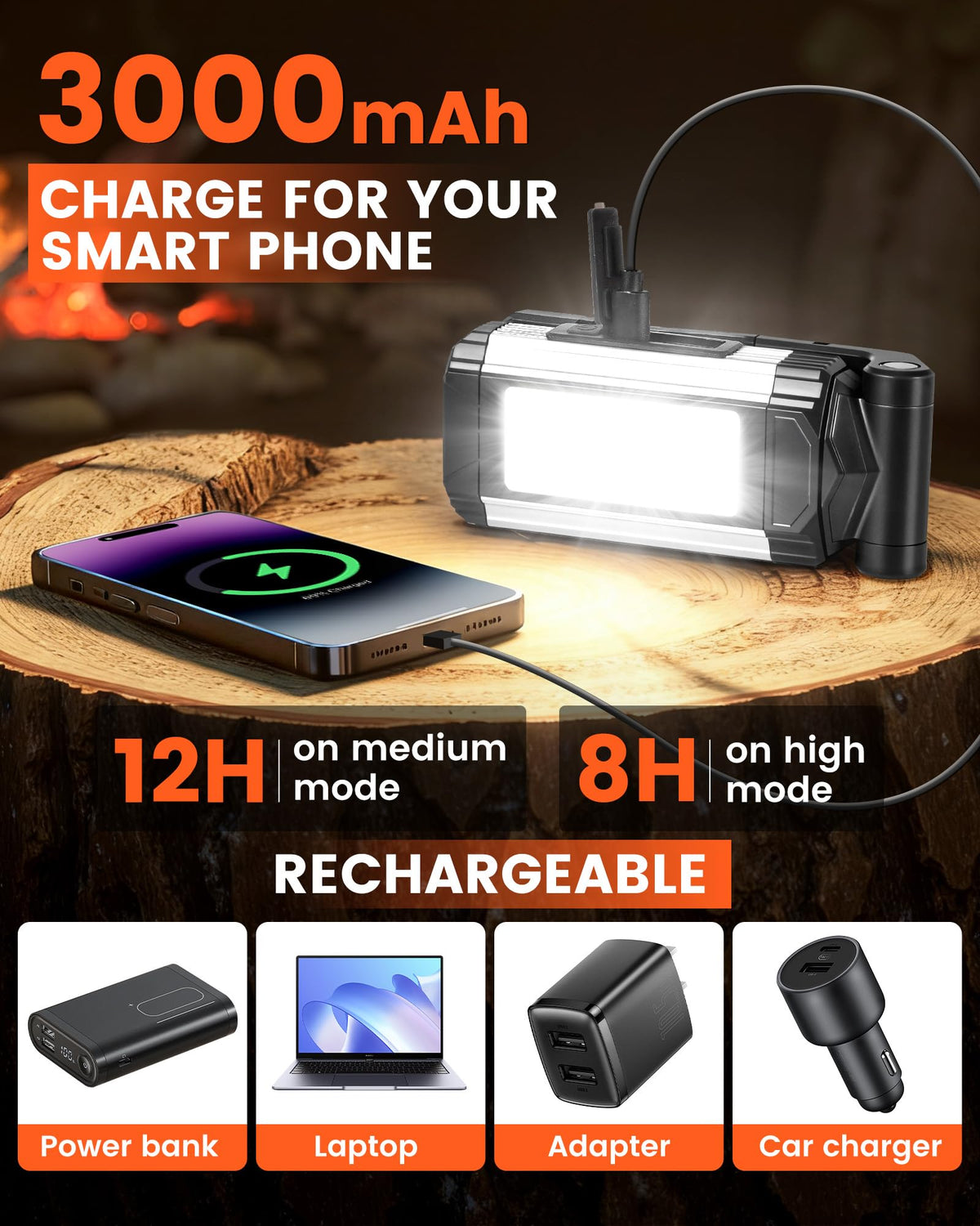 TXHFYKH dome light with hook mounting enables rapid setup in any spot