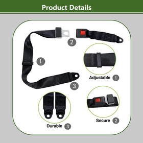 UBasic universal golf cart seat belt kit with shortest 35-inch belt for versatile mounting.