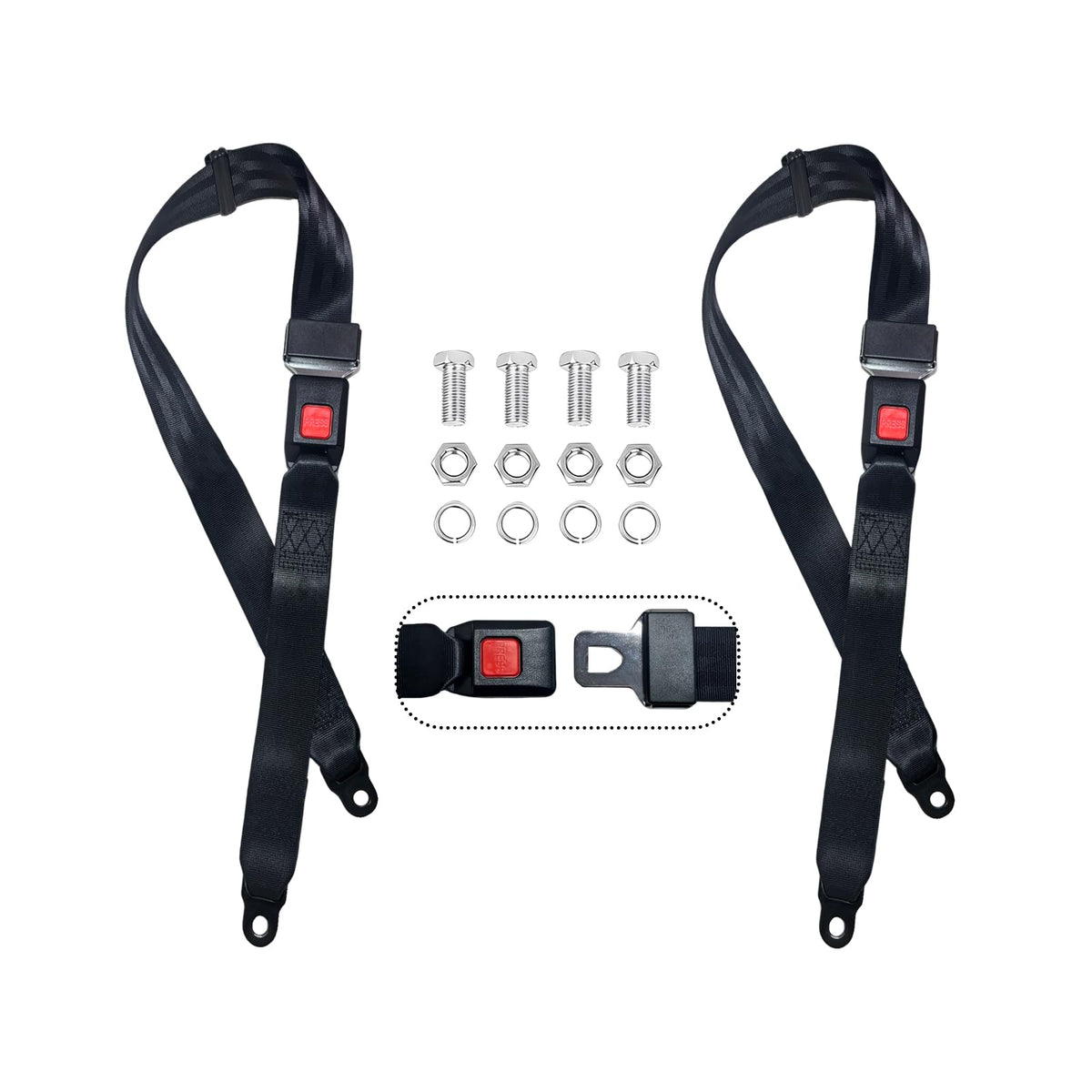 UBasic golf cart seat lap strap front view with adjustable length for secure fit