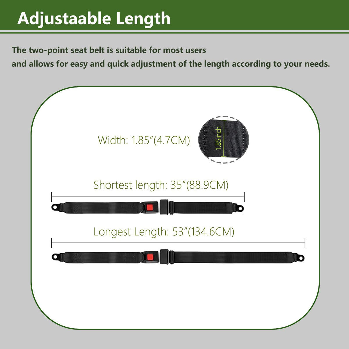 UBasic golf cart seat lap strap rear view showing universal fit