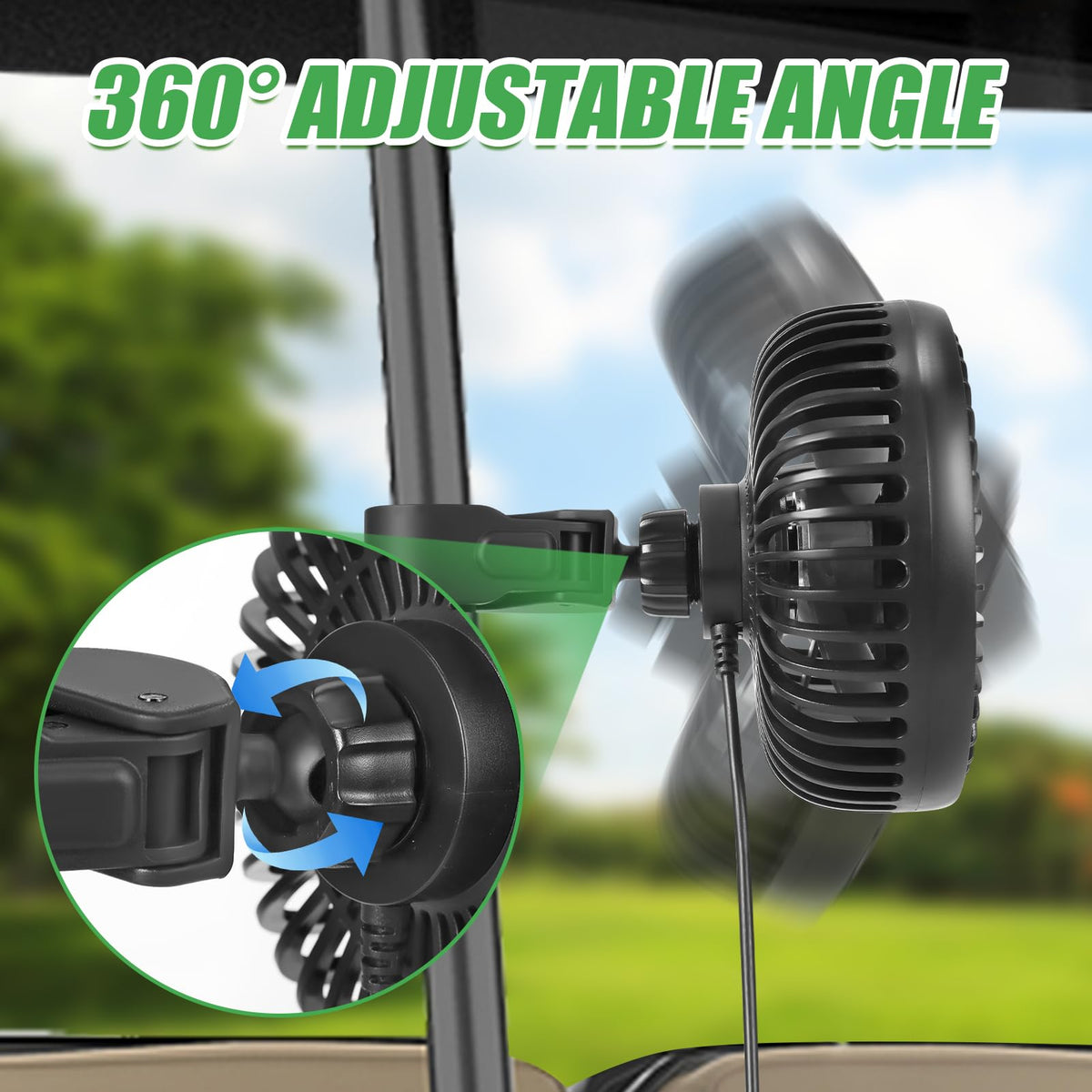 360-degree adjustable head directs airflow exactly where needed.