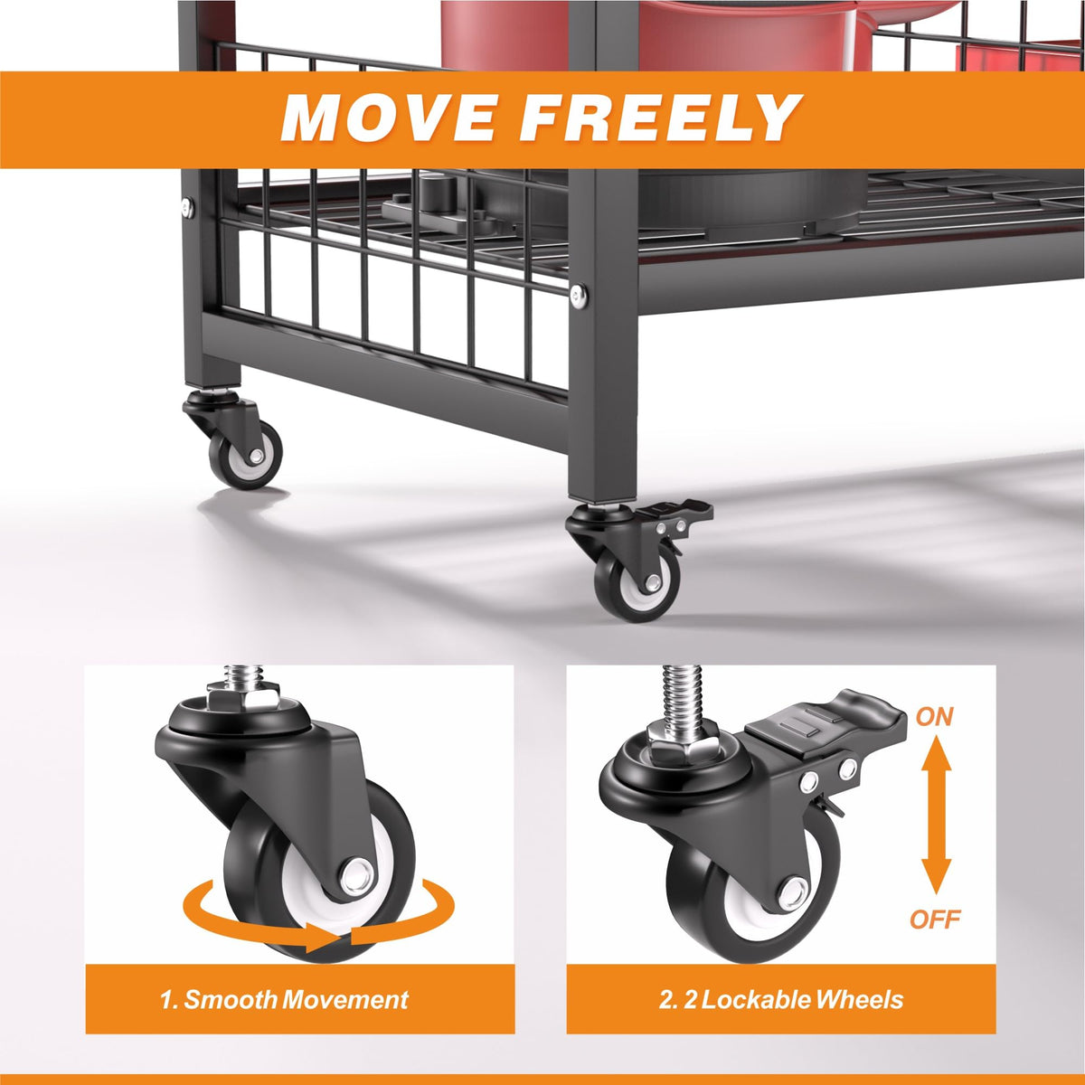 Ultrawall lockable wheels enable smooth indoor and outdoor mobility