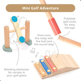 Umu wooden mini golf set — golf hole supports focused aiming practice.