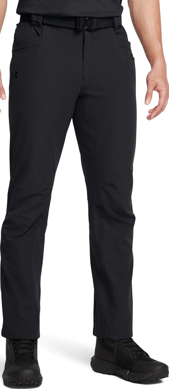 Under Armour Alpha Flat Front Pant in dark navy, front view highlighting breathable fabric for comfort.