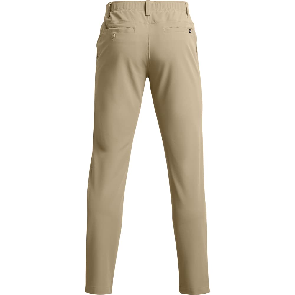 Under Armour Drive Pants barley-white colorway in action pose, versatile wear