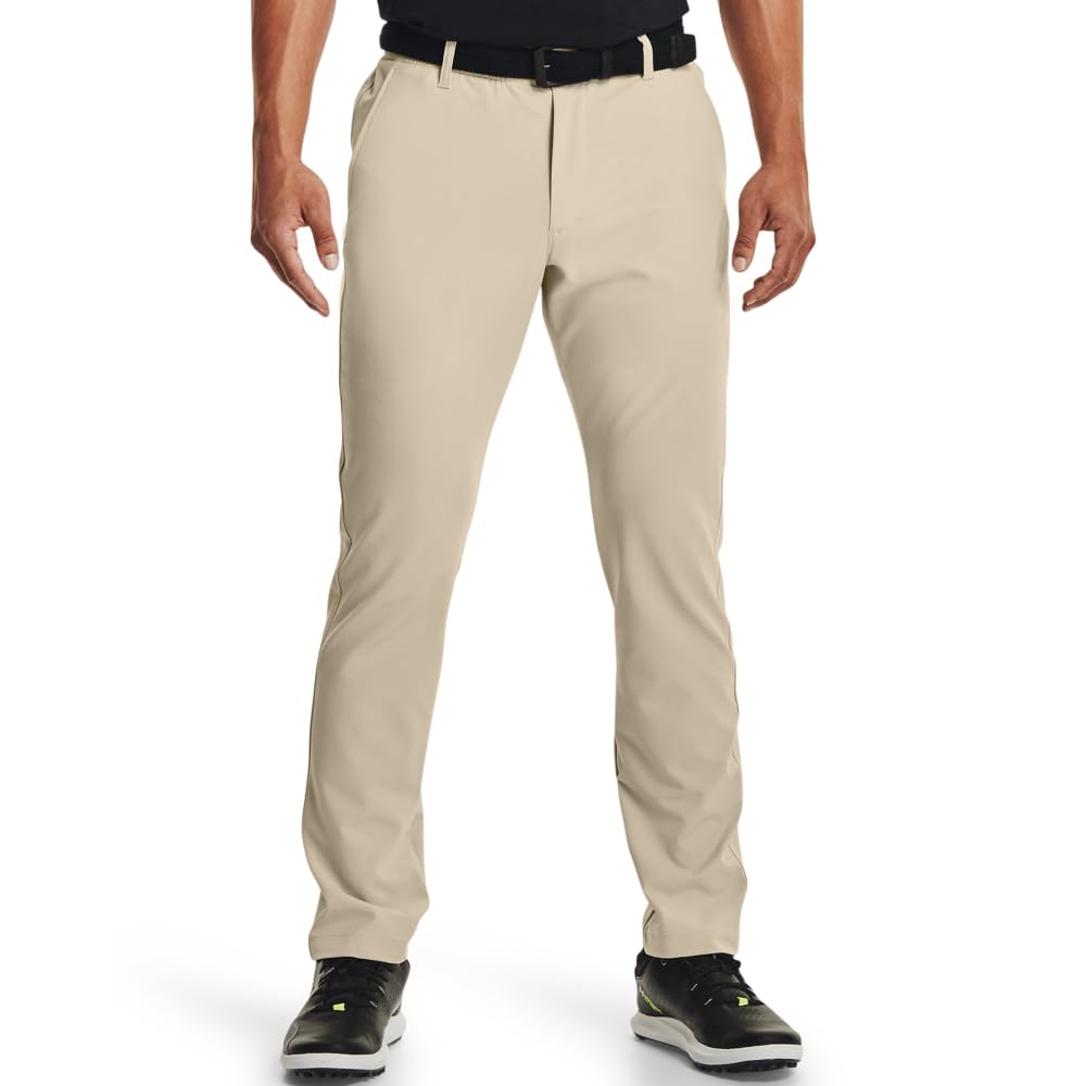 Under Armour Drive Pants front view highlighting tapered fit for mobility