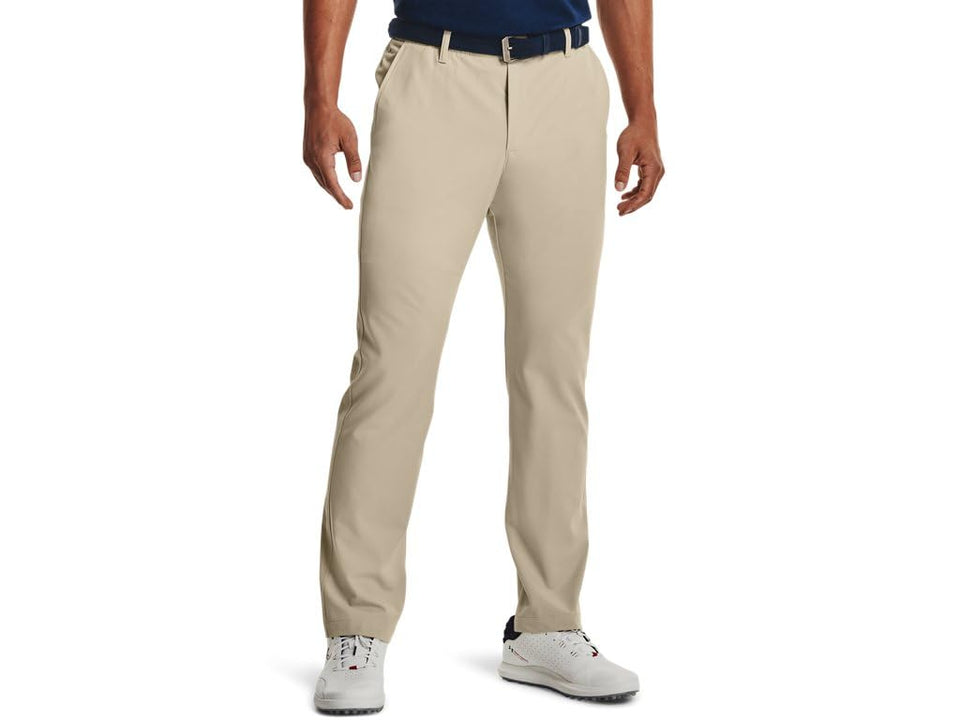 Under Armour Drive Pants front view shows sleek athletic fit for on-course comfort.