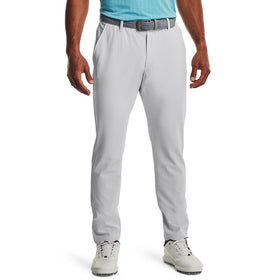 Under Armour Drive Pants halo gray, front view, showcasing tapered fit for mobility.