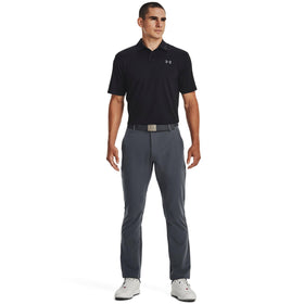 Under Armour Matchplay golf pants pitch gray side view emphasizing 4-way stretch.