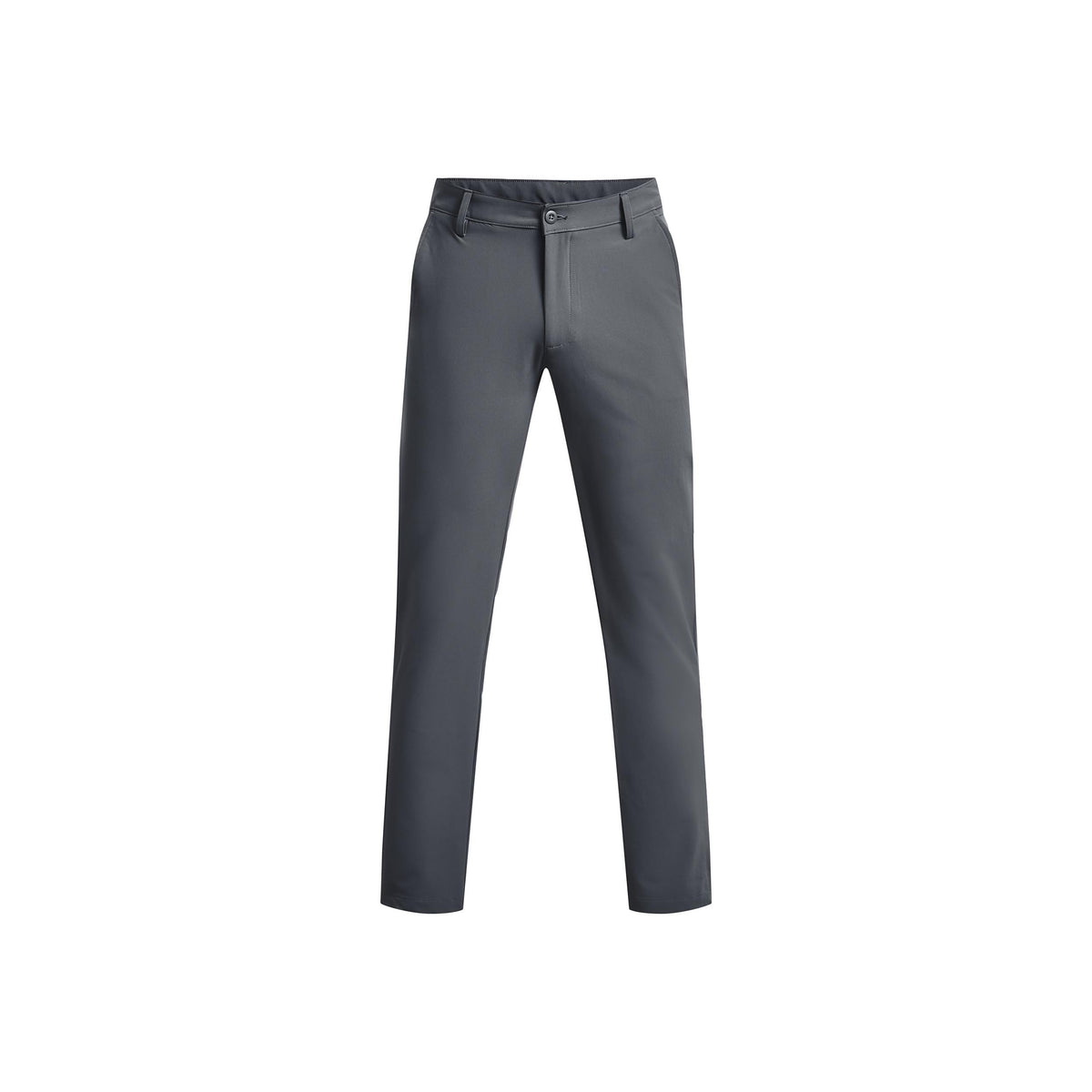 Under Armour Matchplay pants in pitch gray, fabric closeup showing lightweight, breathable material.
