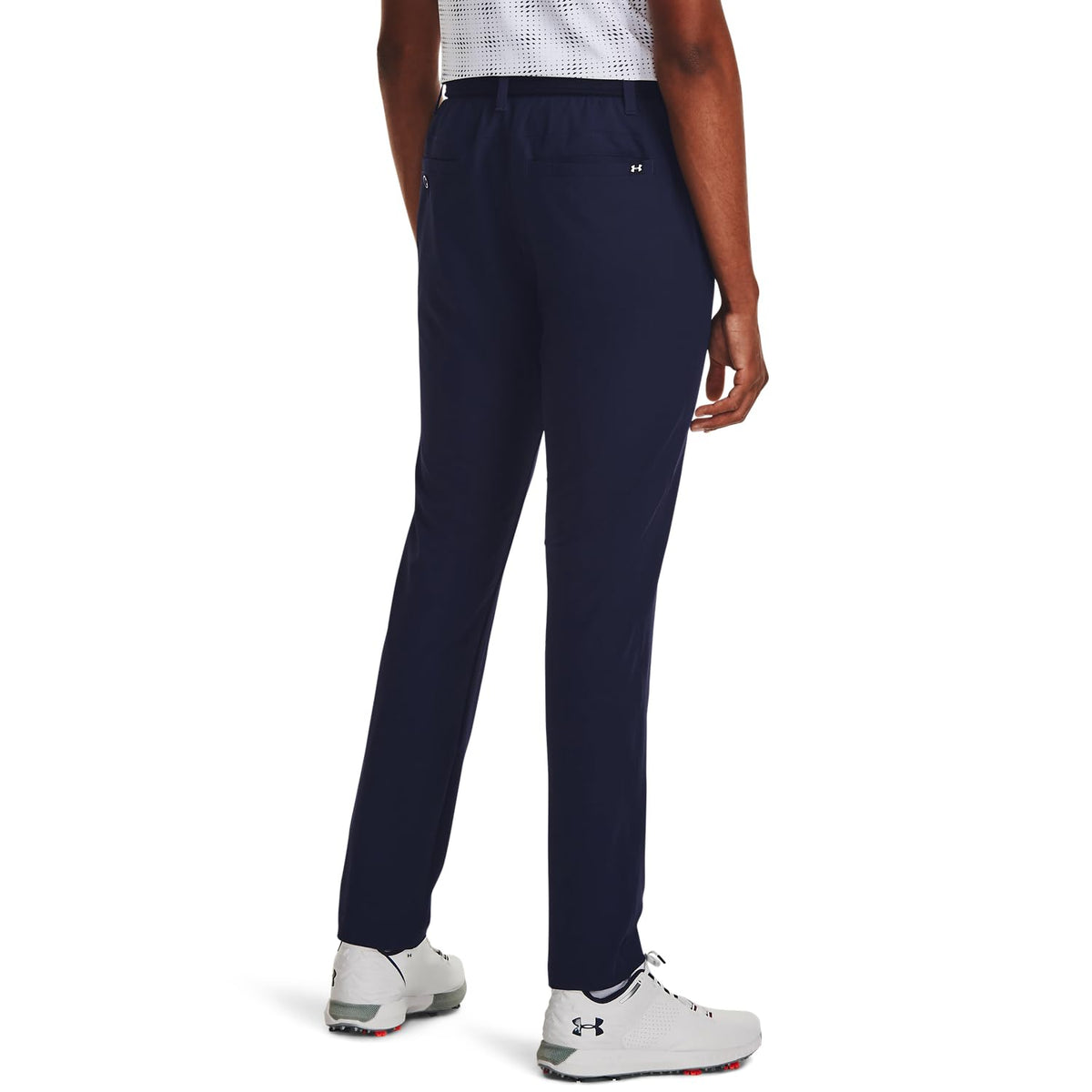 Under Armour Drive pants waistband detail emphasizes stretch for comfort during movement