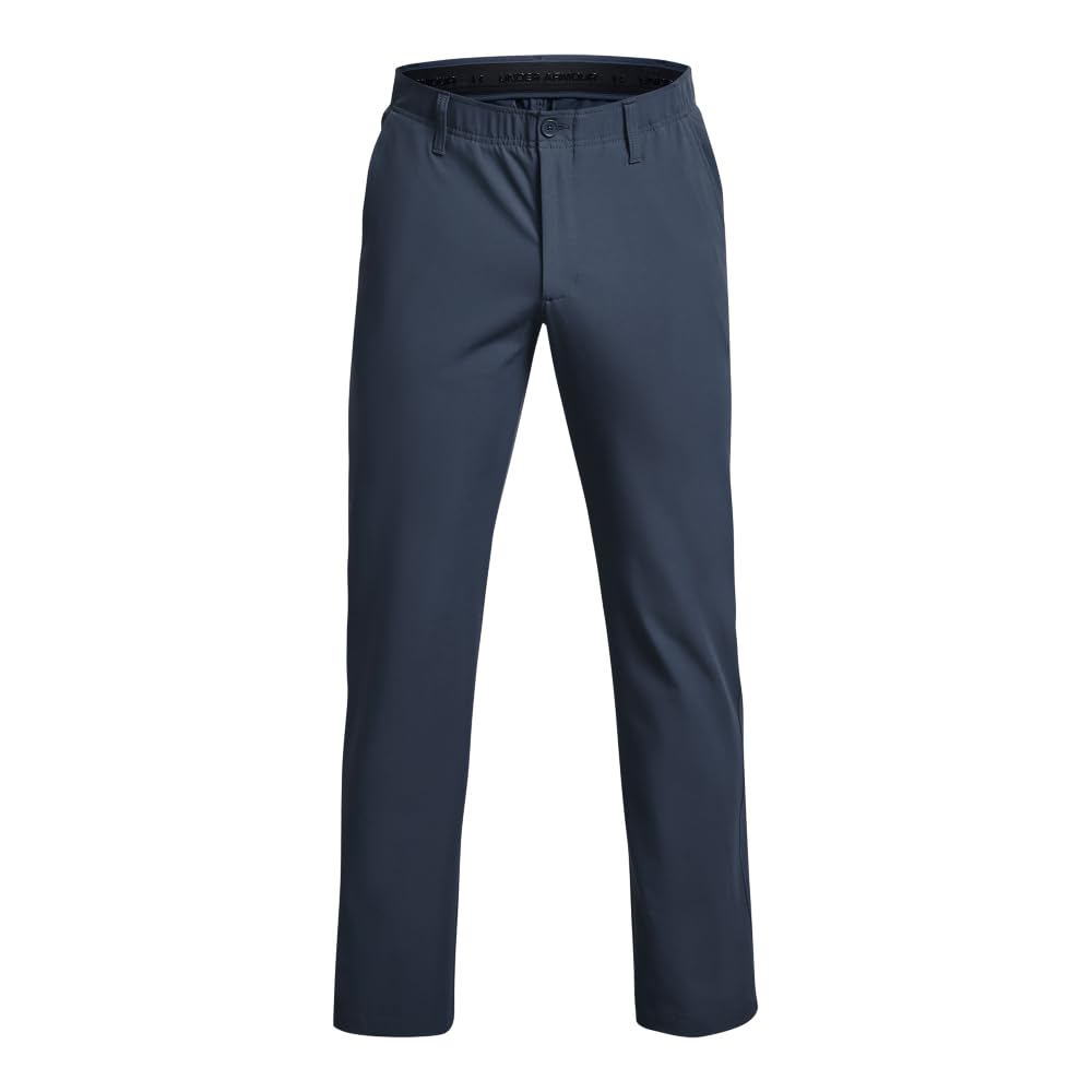 Under Armour Mens Drive Pants waist close-up highlights stretch-engineered waistband for comfort.