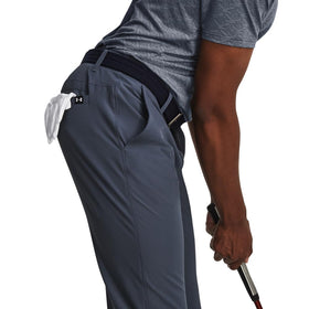 Under Armour men's Drive tapered pants, waistband detail highlighting mobility and comfort.