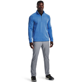 Under Armour Drive Tapered Pants waistband closeup in steel-036 shows secure stretch.