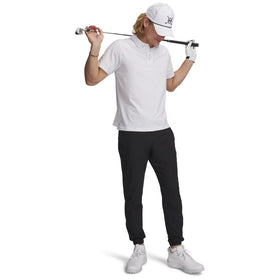 Under Armour men's golf joggers highlight stretch waistband and streamlined fit for training.