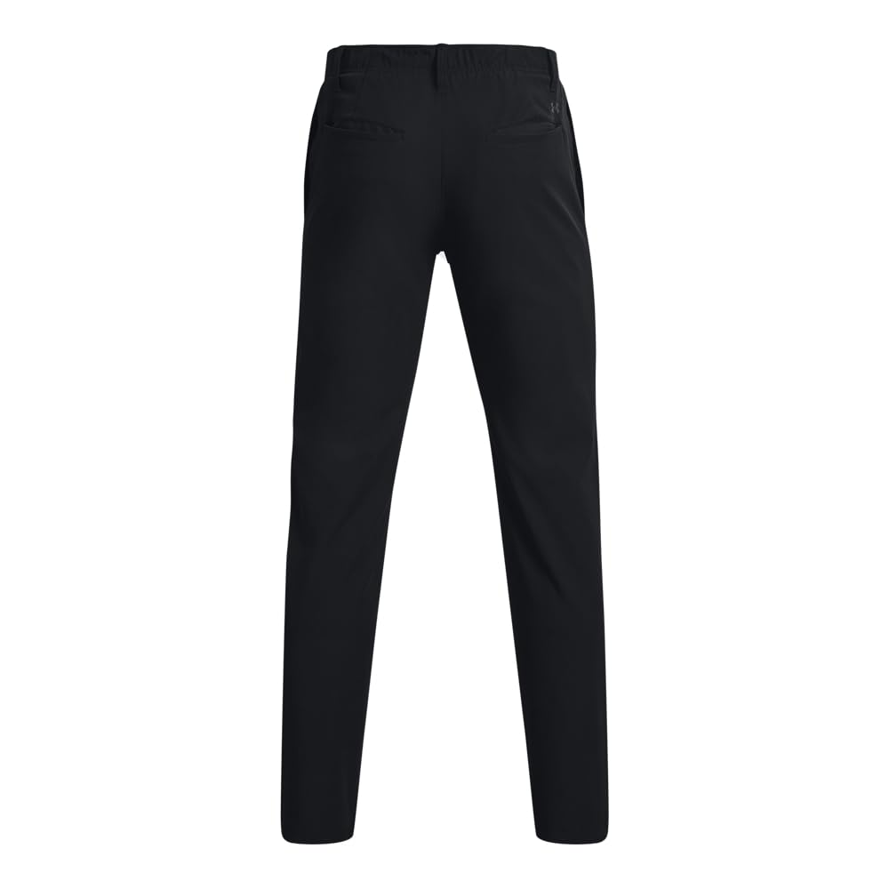 Under Armour Men's Golf Pants full-leg view in black, lightweight feel for all-day wear.