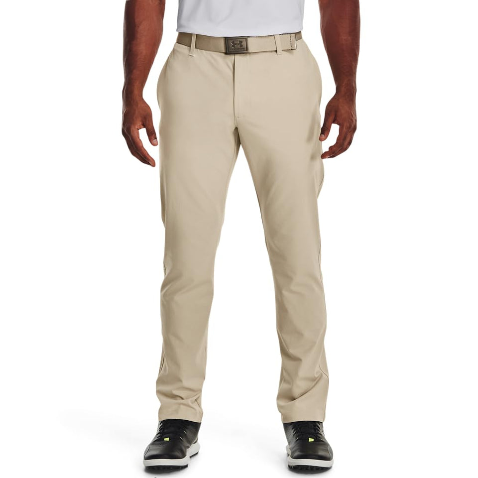 Under Armour Men's Golf Pants front view, flexible fabric for mobility.