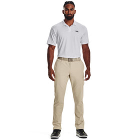 Under Armour golf pants khaki base, side pocket view, practical storage for rounds.