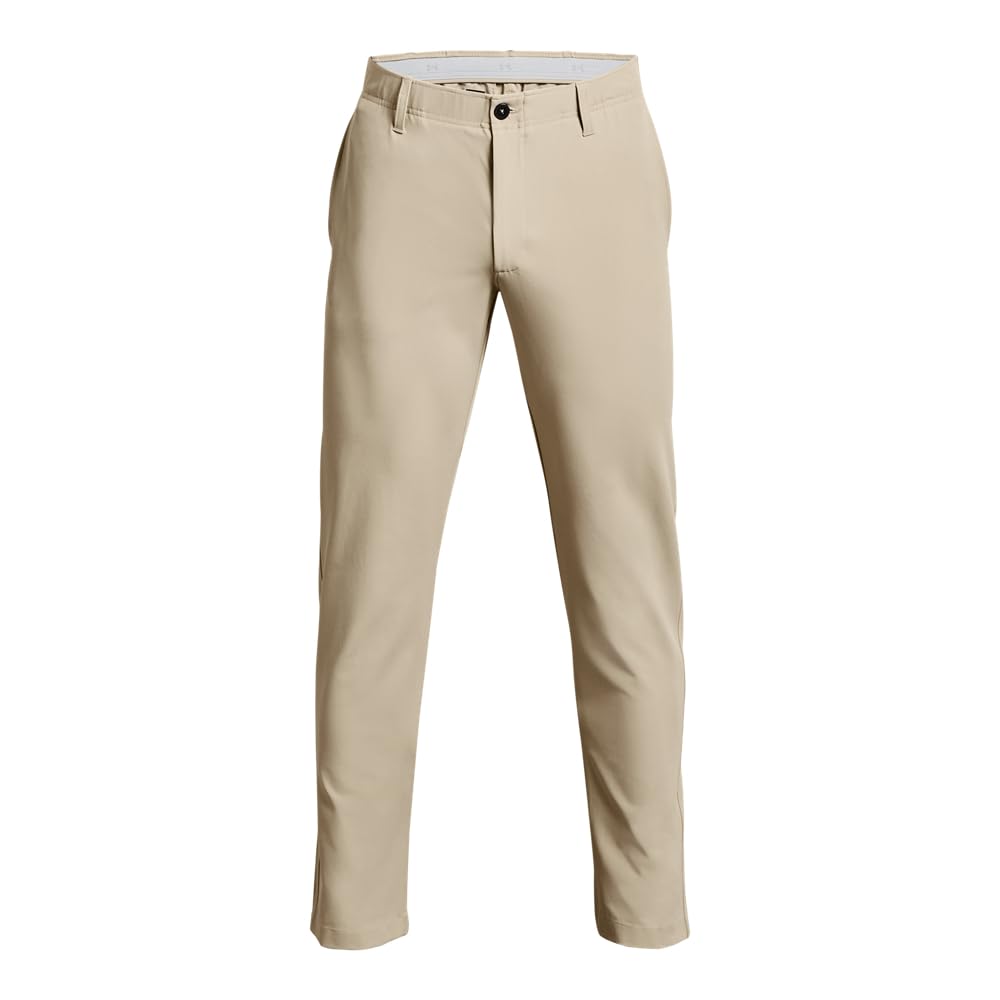 Under Armour men's golf pants khaki base side view emphasizing mobility
