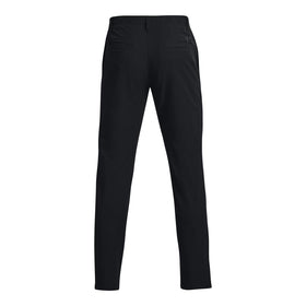 Under Armour men's golf tapered pants, waist detail in black, showcasing secure belt-ready design.