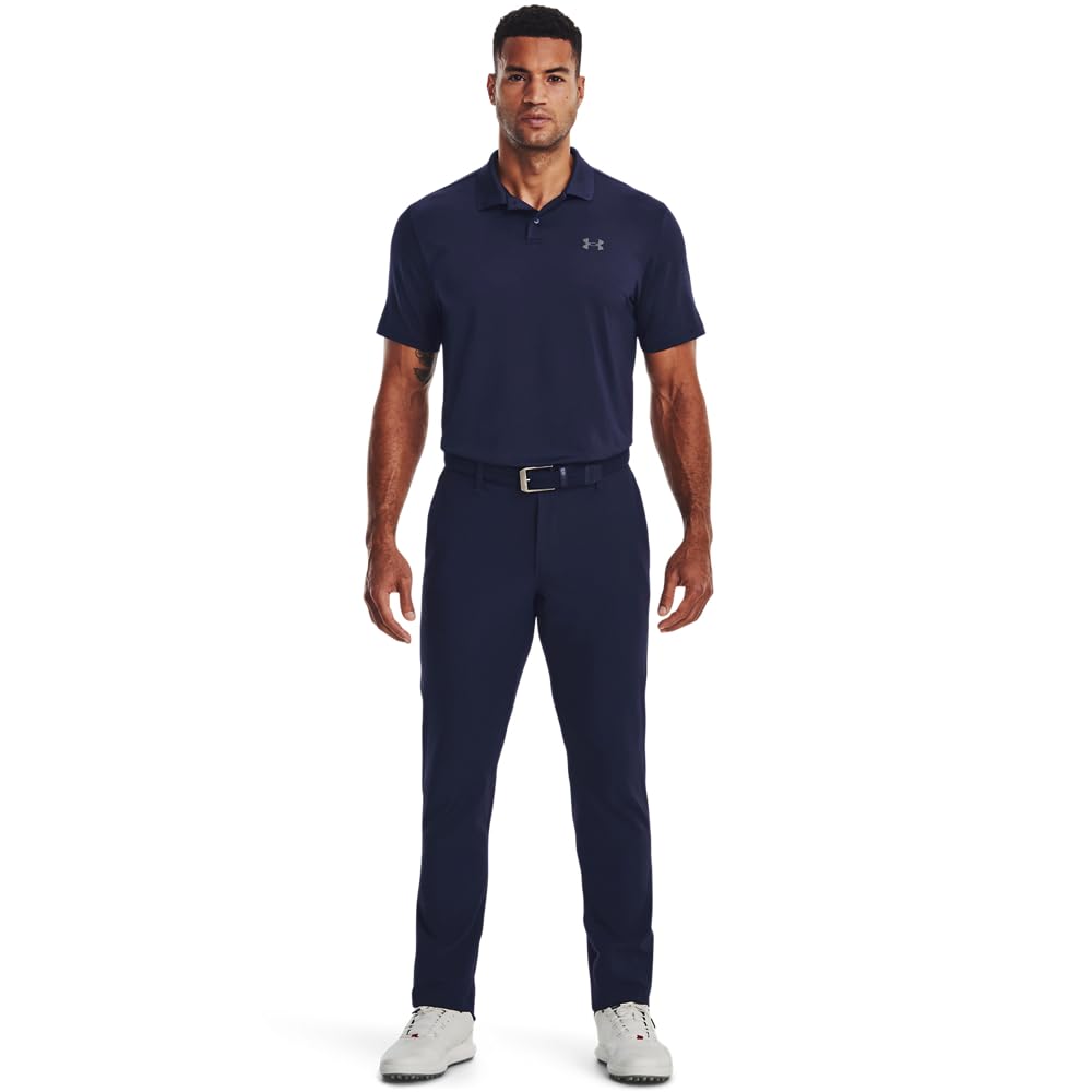 Under Armour men's golf tapered pants midnight navy back view with streamlined silhouette
