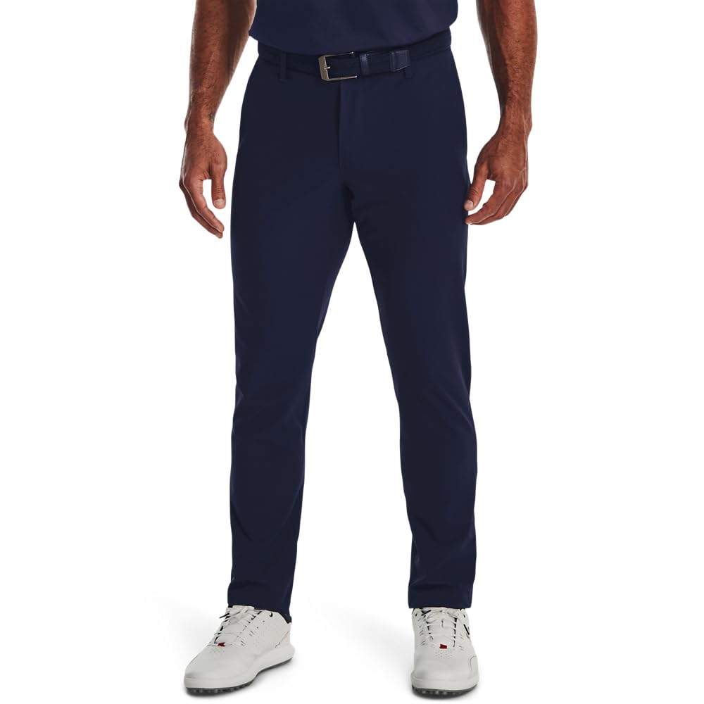 Under Armour men's golf tapered pants midnight navy front view for on-course comfort