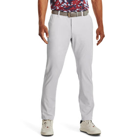 Under Armour Iso-Chill tapered pants front view in Halo Gray, cool-to-the-touch feel in motion