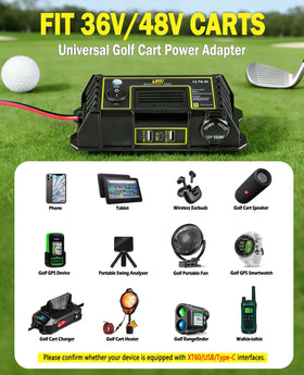 UNIGT golf cart QC3 USB-A ports support fast charging on the course.