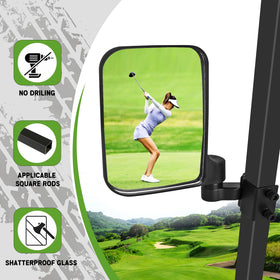 UNIGT side mirror pair fits Club Car EZ-GO Yamaha for broad rear visibility.