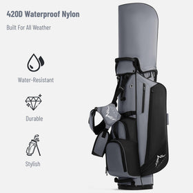 uniHimal 8-Way Stand Bag cooler pocket keeps beverages cool during round.