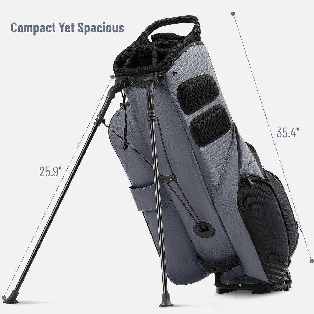 uniHimal 8-Way Stand Bag lightweight carry with padded straps for comfort.