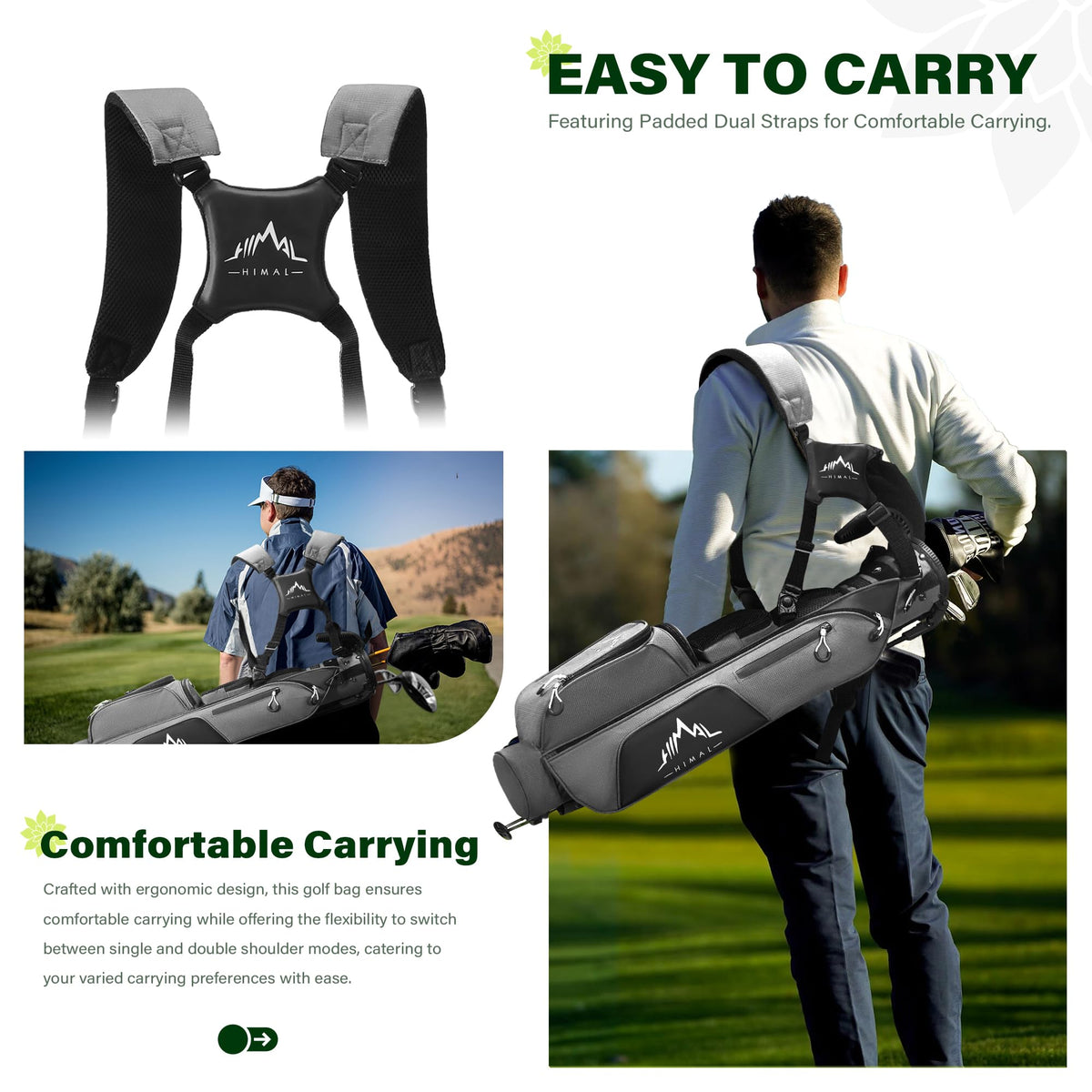 UNIHIMAL bag dual shoulder straps boost comfort during carries