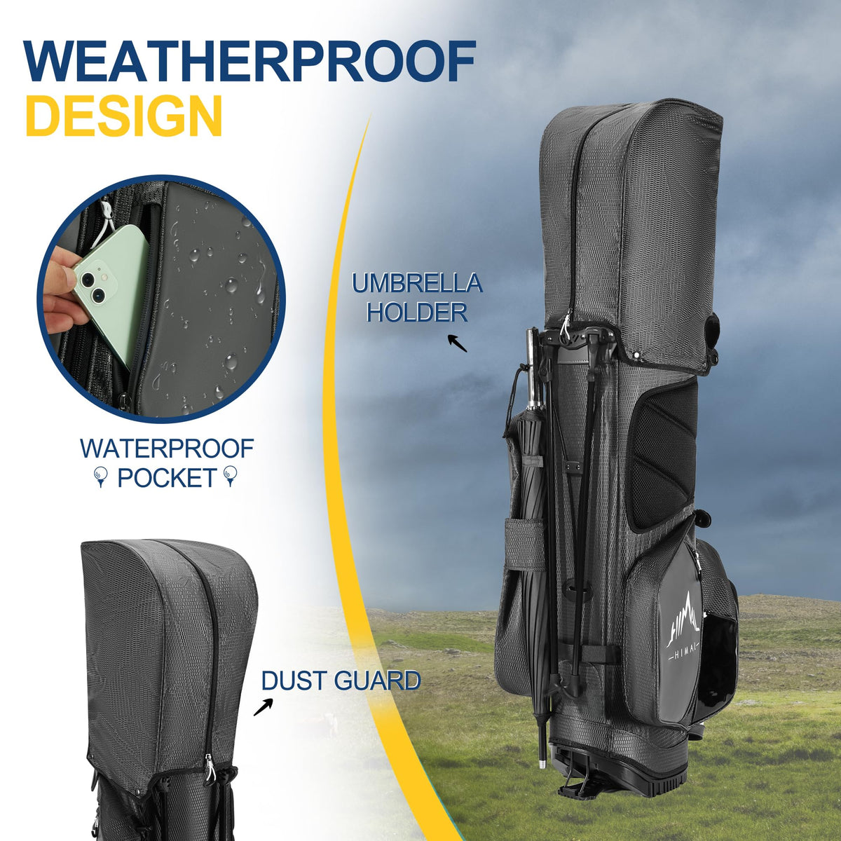 uniHimal Dust Cover Hood and Towel Ring add practical on course organization