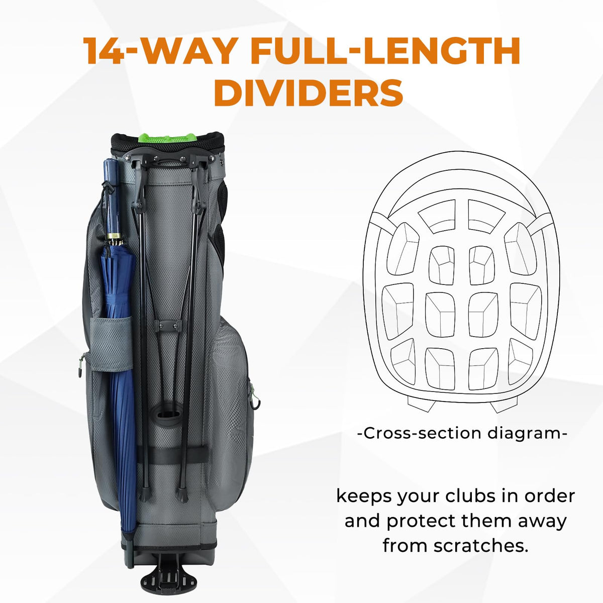 uniHimal front magnetic pocket for quick ball storage on course